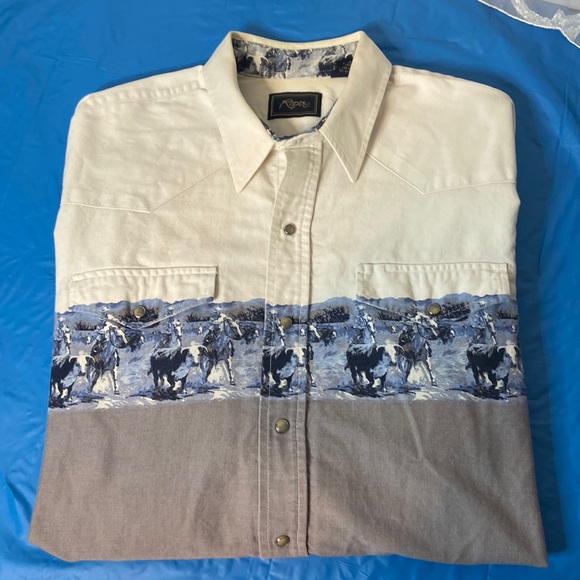 Vintage Roper long sleeve shirt with Pearl snaps. Size XL - Picture 1 of 10